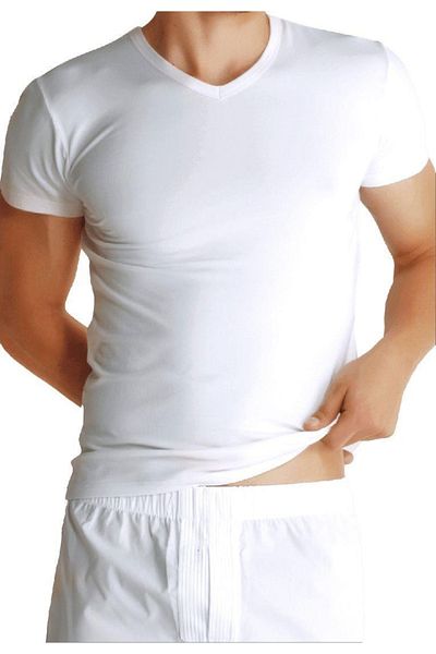 TheDon Βιολογικό μείγμα V-Neck Half Sleeve Ανδρικό εσώρουχο Λευκό
