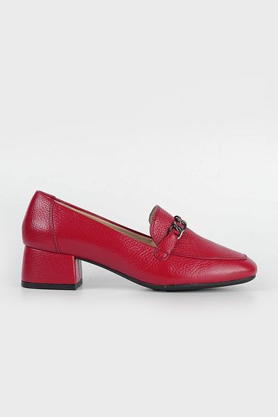 TUNAELLİ Women's Red Genuine Leather Heeled Classic Shoes, Size 34-35-41