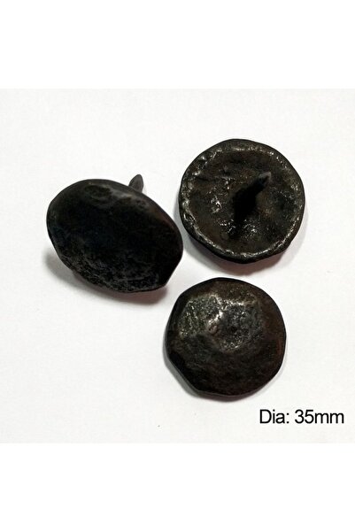 HOUSE2HOME El Yapımı Eskitme Pirinç Yuvarlak Dövme Kabara 10 Adet Çap 3,5cm