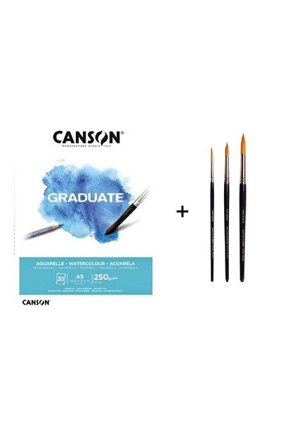 Talens Vangogh 191 Water Color Brush Set and Canson Graduate Notebook A5 250gr