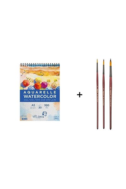 Bigpoint Набір пензлів для акварелі серії 123 та блокнот Van Dyck A5 300 г