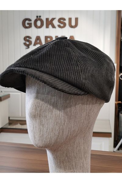 Göksu Şapka Men's Winter Velvet Cap British Style Peaky Blinders Newsboy 8 Piece Velvet Cap