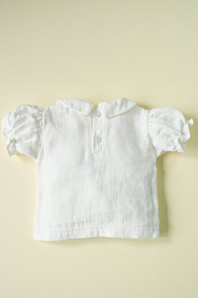 ipek atlas Cămașă de muselină cu mânecă cu balon, guler pentru bebeluș, fetiță, copil