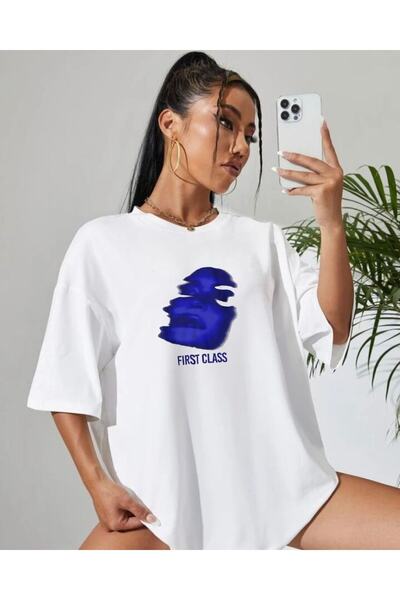 LOUİSA Tricou alb unisex cu imprimeu de primă clasă