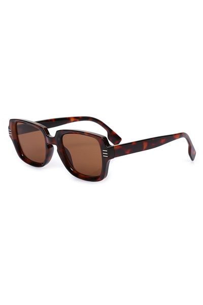 TomyHelf Leopard Frame Metal Detailed Brown Glass Rectangular Women's Sunglasses Ae2209c4