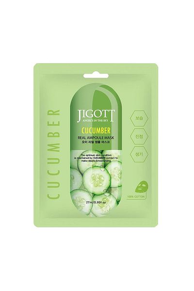 Jigott Soothing, Moisturizing Real Ampoule Cucumber Mask with Cucumber Extract