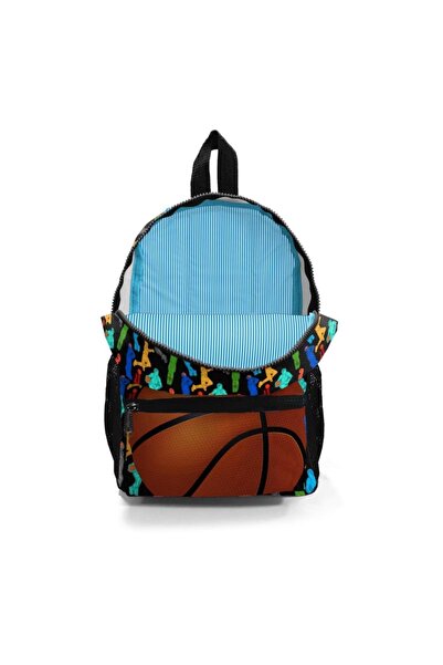 Coral High Minik Yuva Sırt Çantası Siyah Basketbol Desenli Iki Bölmeli 23345