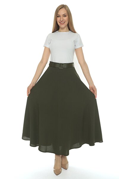 SORALLİNE تنورة نسائية واسعة بنمط إيتامين فستان ربيعي من القماش بطول 95 سم مب...