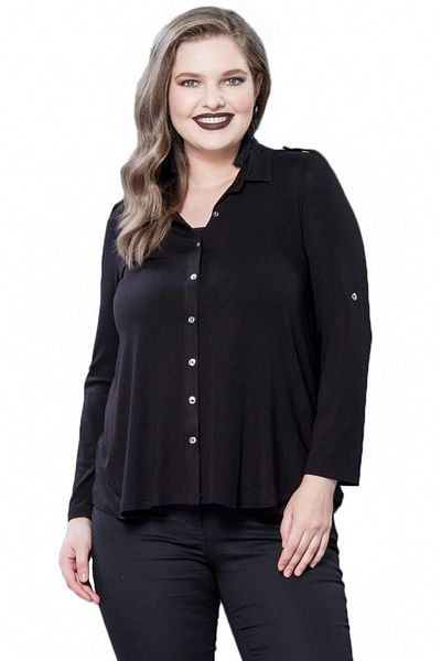 Hanezza Cămașă elegantă din tricotaje de mărime mare (NEGRU/Roșu Claret)
