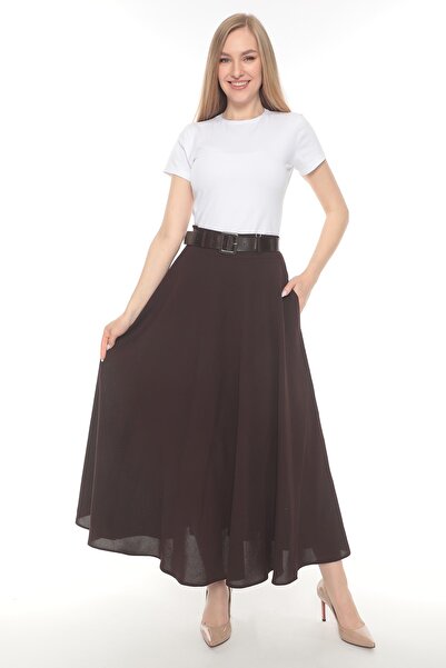 SORALLİNE Women's Etamine Pattern Flared Skirt Spring Dress 95 Cm Length 779 ...