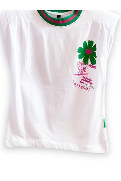 Zekids Children's Cotton Padded Daisy Printed T-shirt