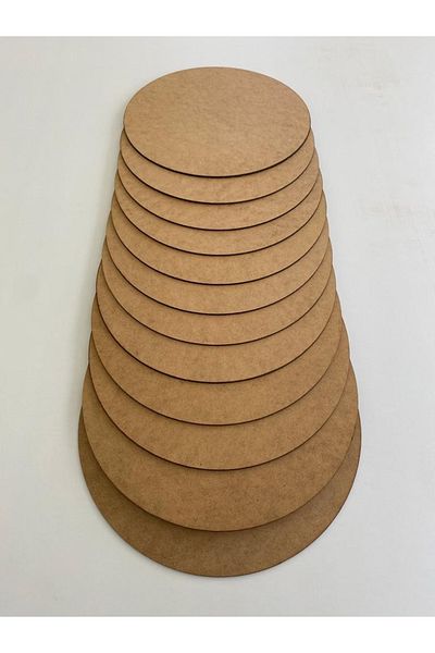 decorium pleksi Wooden Charger Plate 12 Pieces 3 Mm Raw MDF 33 Cm Diameter Round Service Underplate