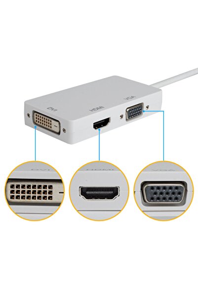 Concord منفذ عرض صغير 3 في 1 Hdmi Vga Dvi محول محول
