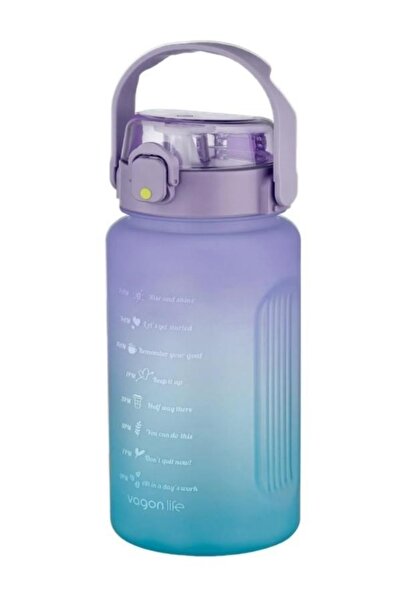 Vagonlife زجاجة تحفيزية مزدوجة اللون سعة 1500 مل مع مصاصة ومقبض للاستخدام بدو...