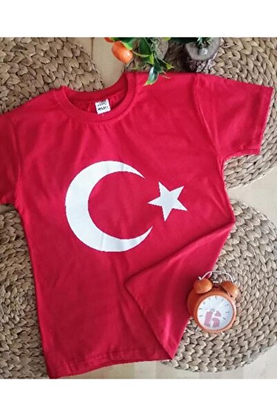 Öykü style Unisex dečija majica sa crvenom zastavom