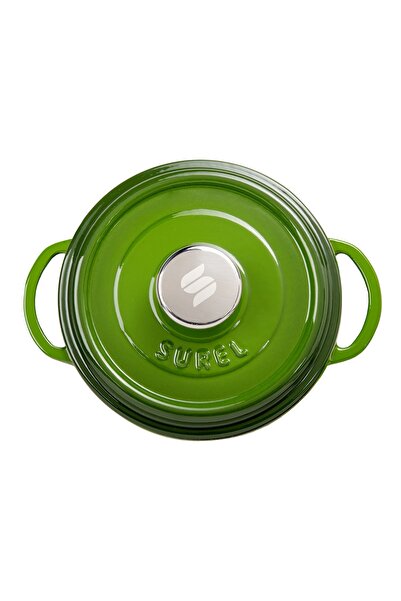 Sürel Aroma Kapak Yeşil Yuvarlak Döküm Tencere 20 Cm