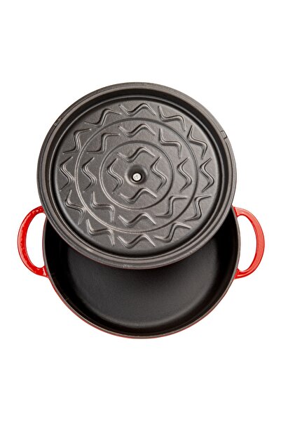 Sürel SÜREL DÖKÜM 24 CM YUVARLAK SIĞ DÖKÜM TENCERE DEGRADE KIRMIZI