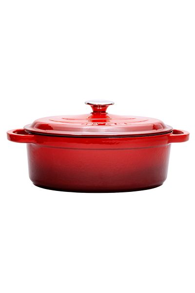 Sürel Aroma Lid Red Oval Cast Iron Pot 23x29