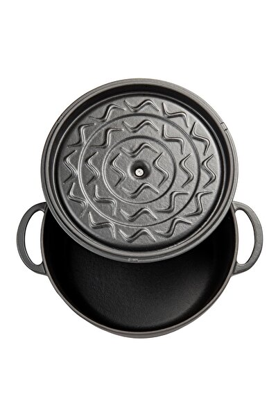 Sürel Aroma Kapak Siyah Yuvarlak Derin Döküm Tencere 24 Cm