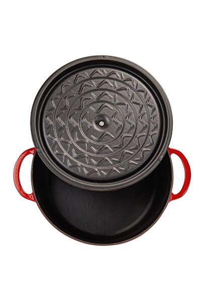 Sürel Aroma Kapak Degrade Kırmızı Yuvarlak Derin Döküm Tencere 28 Cm