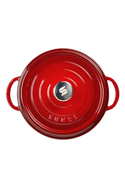 Sürel Aroma Kapak Degrade Kırmızı Yuvarlak Derin Döküm Tencere 28 Cm
