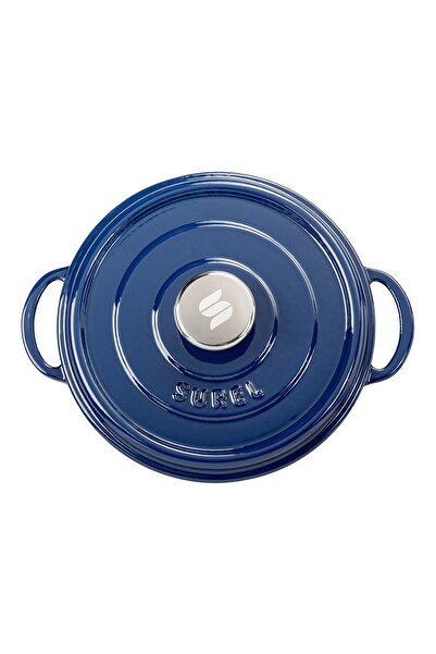 Sürel Aroma Kapak Mavi Yuvarlak Sığ Döküm Tencere 24 Cm