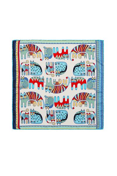 Bursa İpek Turquoise Mint Patterned Silky Handkerchief