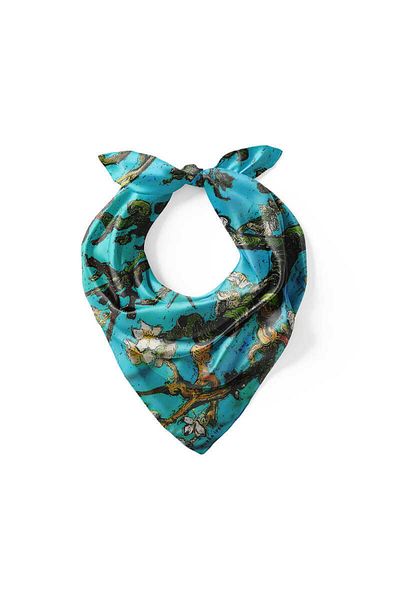 Bursa İpek Water Green Almond Flower Silky Handkerchief