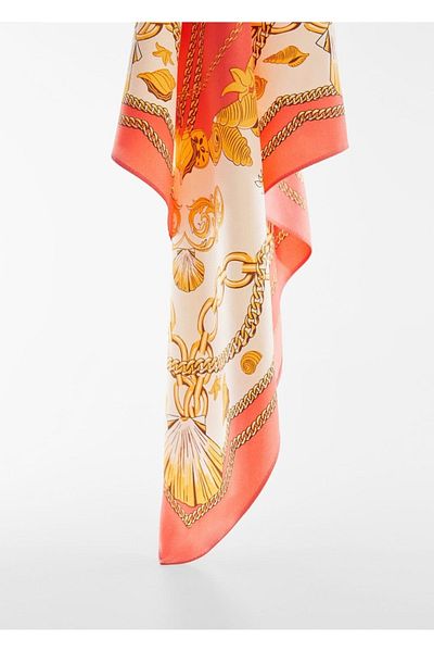 MANGO Woman Schal mit Ketten-Print
