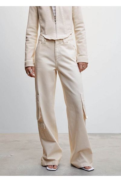 MANGO Woman Pantaloni Cargo Jean cu buzunare