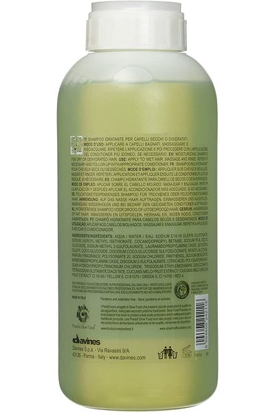 Davines 75012 Momo Hydratant Shampoo - Moisturizer for Dry Hair 1000ml Vegetal