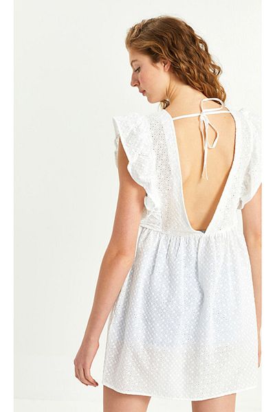 LC Waikiki Xside – Ärmelloses Strandkleid aus Baumwolle mit V-Ausschnitt und gleichem Muster