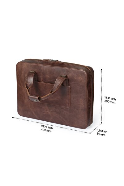 LONDO حقيبة منظمة من الجلد الطبيعي مع حزام كتف متوافقة مع جميع موديلات ماك بوك والكمبيوتر المحمول