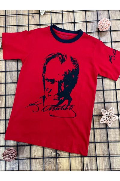 De La Bens 23 April, 19 May, 29 October Etc Unisex Atatürk Printed and Signed Children's T-Shirt for Celebrations
