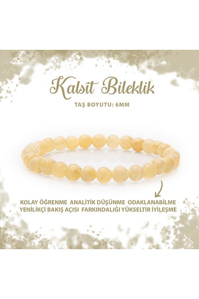 Deniz Doğal Taş Certified Calcite 6mm Natural Stone Bracelet