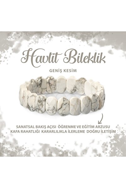 Deniz Doğal Taş Sertifikalı Havlit Doğal Taş Geniş Kesim Bileklik