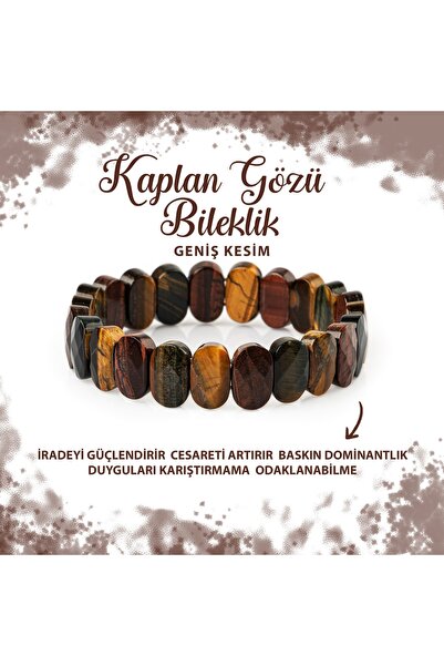 Deniz Doğal Taş Sertifikalı Kaplan Gözü Doğal Taş Geniş Kesim Bileklik