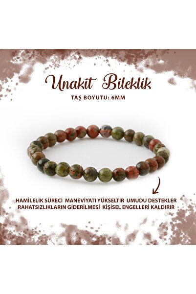 Deniz Doğal Taş Sertifikalı Unakit 6mm Doğal Taş Bileklik
