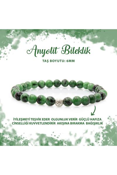 Deniz Doğal Taş Sertifikalı Anyolit 6mm Doğal Taş Bileklik