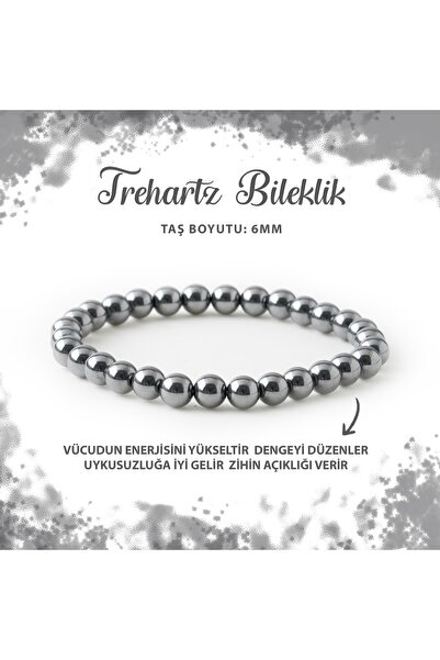 Deniz Doğal Taş Sertifikalı Trehartz 6mm Doğal Taş Bileklik