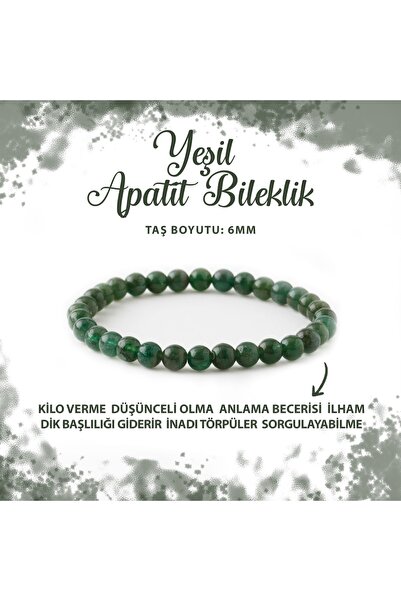 Deniz Doğal Taş Certified Green Apatite 6mm Natural Stone Bracelet