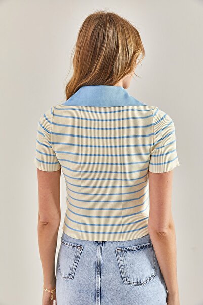 Bianco Lucci Dámská proužkovaná halenka s krátkým rukávem