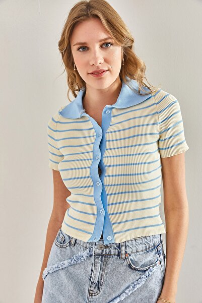 Bianco Lucci Dámská proužkovaná halenka s krátkým rukávem