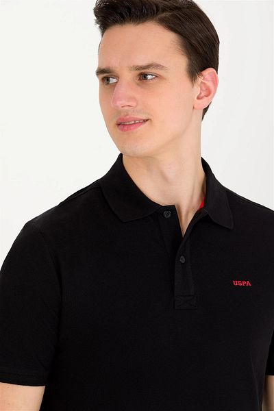 U.S. Polo Assn. Ανδρικό μπλουζάκι με μαύρο πόλο με λαιμόκοψη Basic