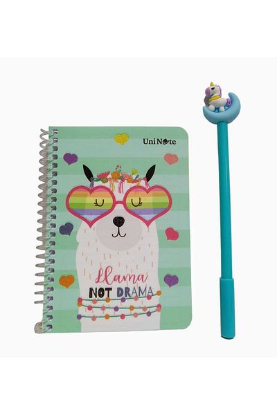 sevgi kırtasiye Cadou Lama Notepad cu pix cu bilă cu gel pentru cap Cadou Dimensiune A6 cu rigle 60 de coli