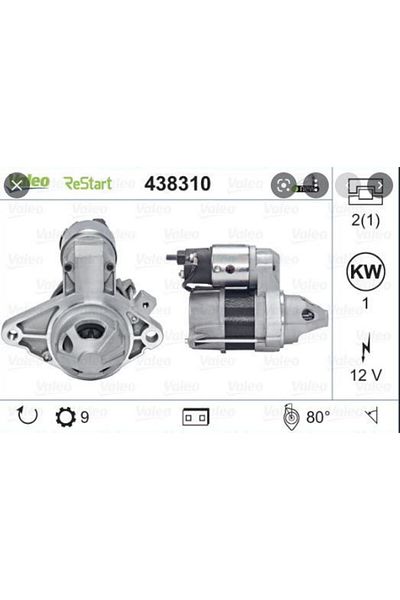 VALEO Mars Motor 12V 1Kw 9 Dis 9688 Model No. Male Streetball Shoe