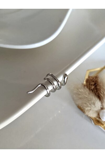 SU PERİSİ TAKI BİJUTERİ Gümüş Yılan Kıkırdak Küpe (earcuff)