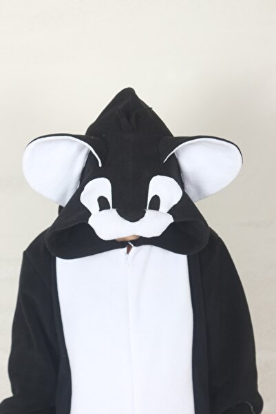 YÜSÜ Στολή για ενήλικες μαύρη γάτα Τομ Στολή γάτας Στολή ζώων Άνετη στολή πιτζάμες
