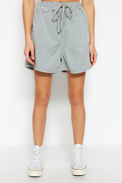 Trendyol Collection Mint Tencel™ Elastic Waist High Waist Denim Shorts TWOSS23SR00261