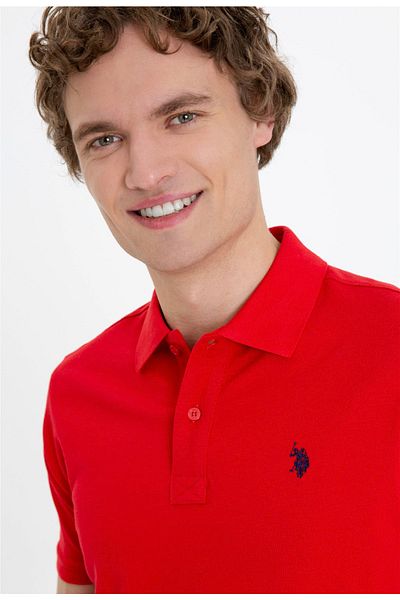 U.S. Polo Assn. US Polo AssnRed Polo Neck Men's Basic T-shirt Without Pockets